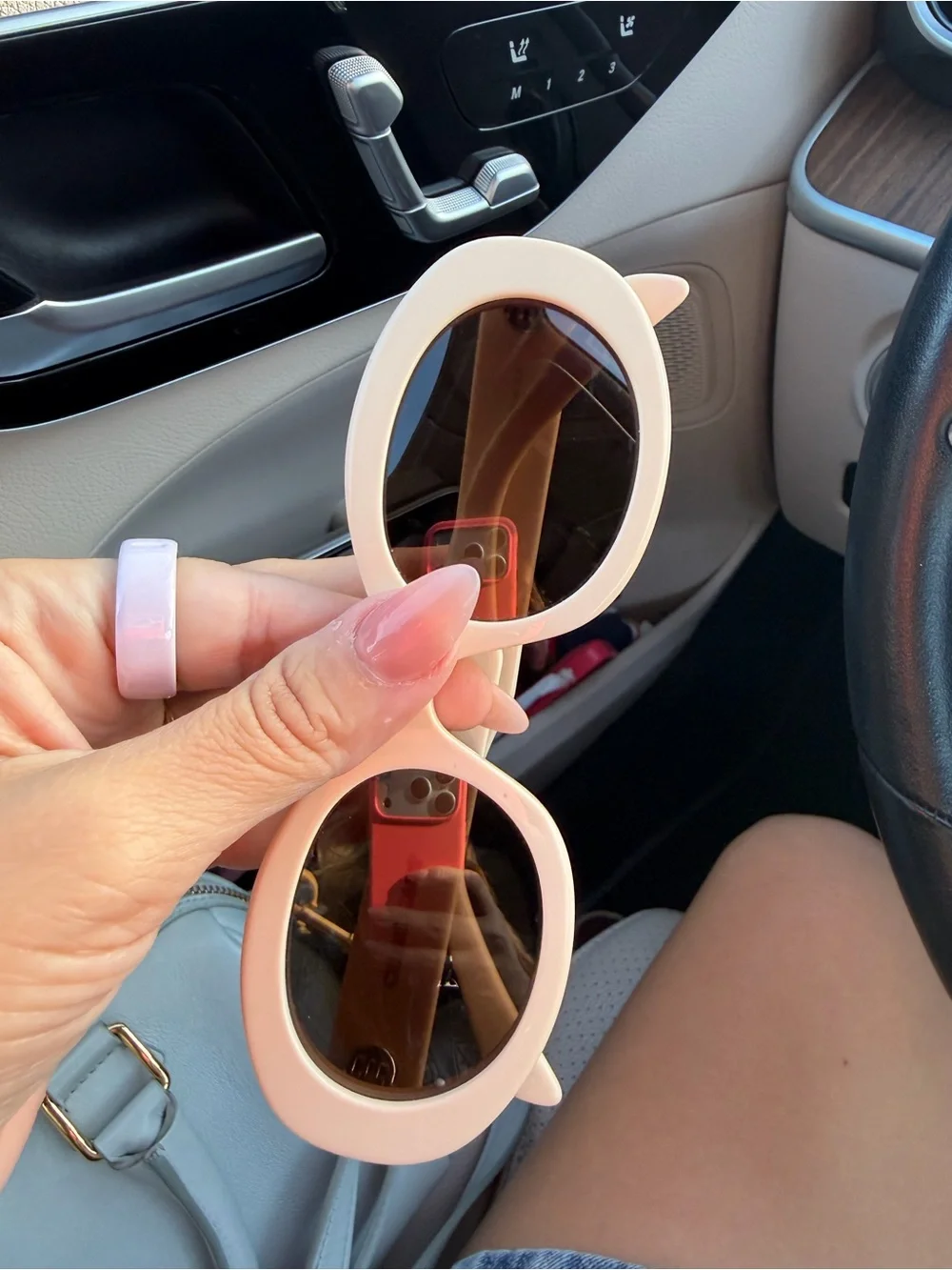 Celine Triomphe Oval Sunglasses, 52mm color ivory/brown solid - Picture 5 of 11